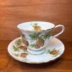 Clarence PINE CONES English Bone China Tea Cup & Saucer